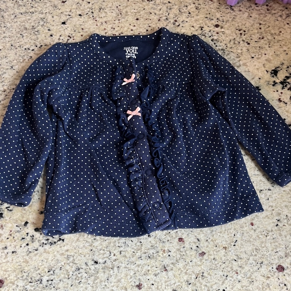 Carter's Navy Polka Dot Button Down Shirt